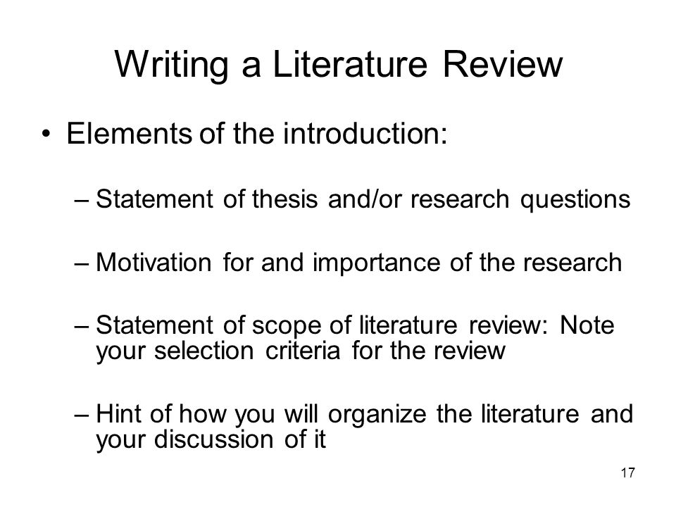 Guidelines for writing a literature review